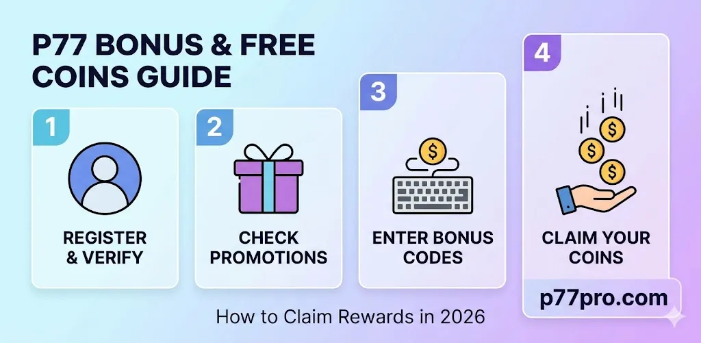 P77 bonus offers and free coins guide for P77 APK users in 2026